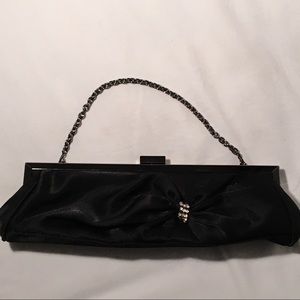 Jessica McClintock Black Satin Evening Clutch